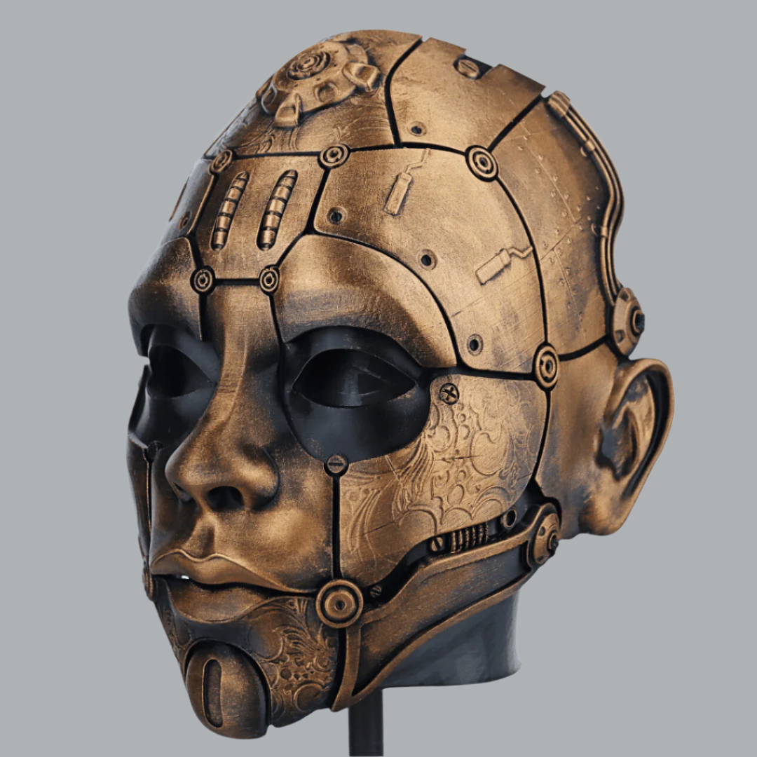 Space Armory Cyborg Humanoid Robot Mask - Bronze