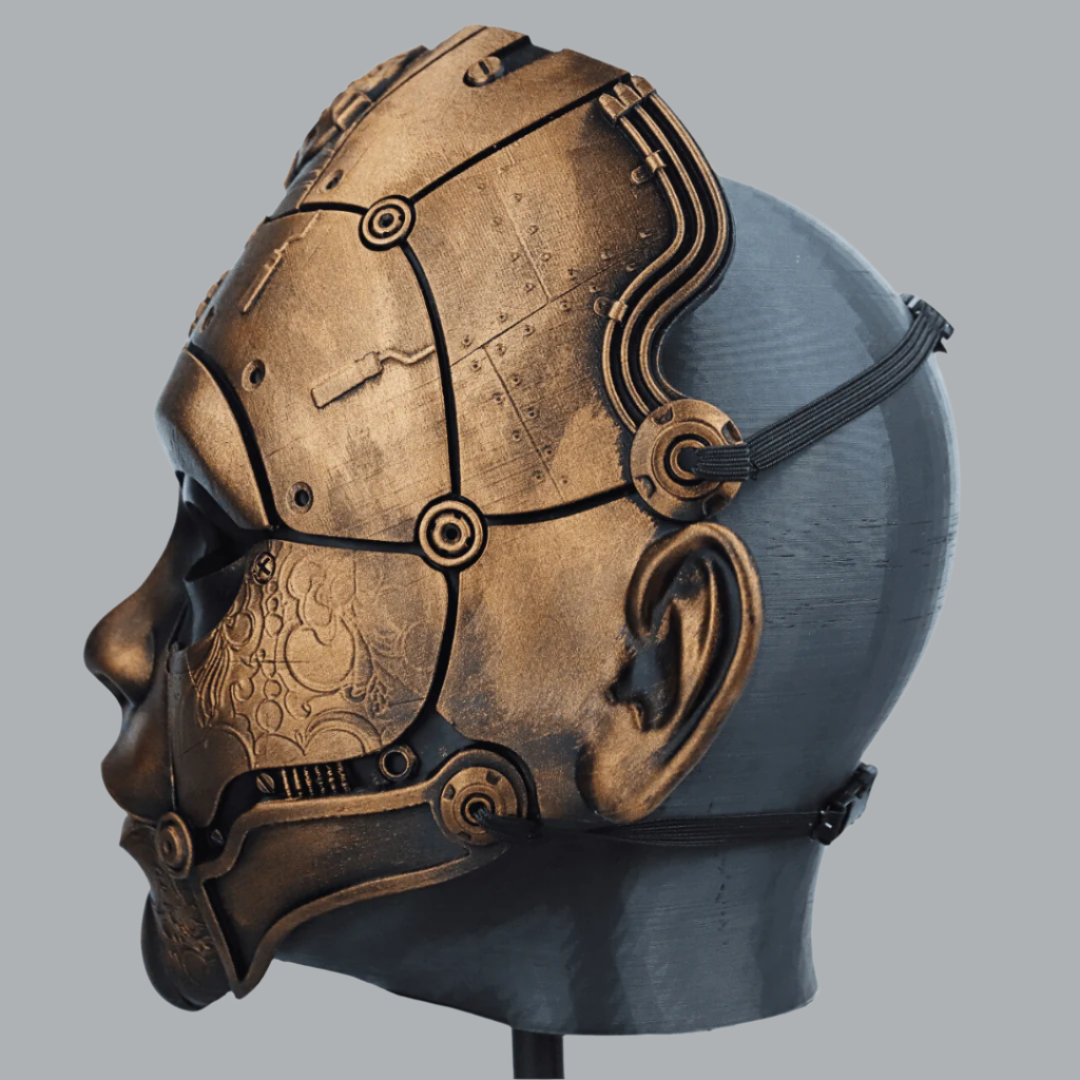 Space Armory Cyborg Humanoid Robot Mask - Bronze
