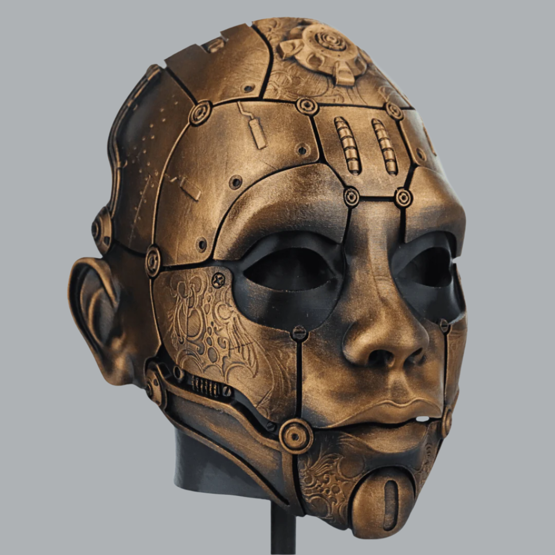 Space Armory Cyborg Humanoid Robot Mask - Bronze