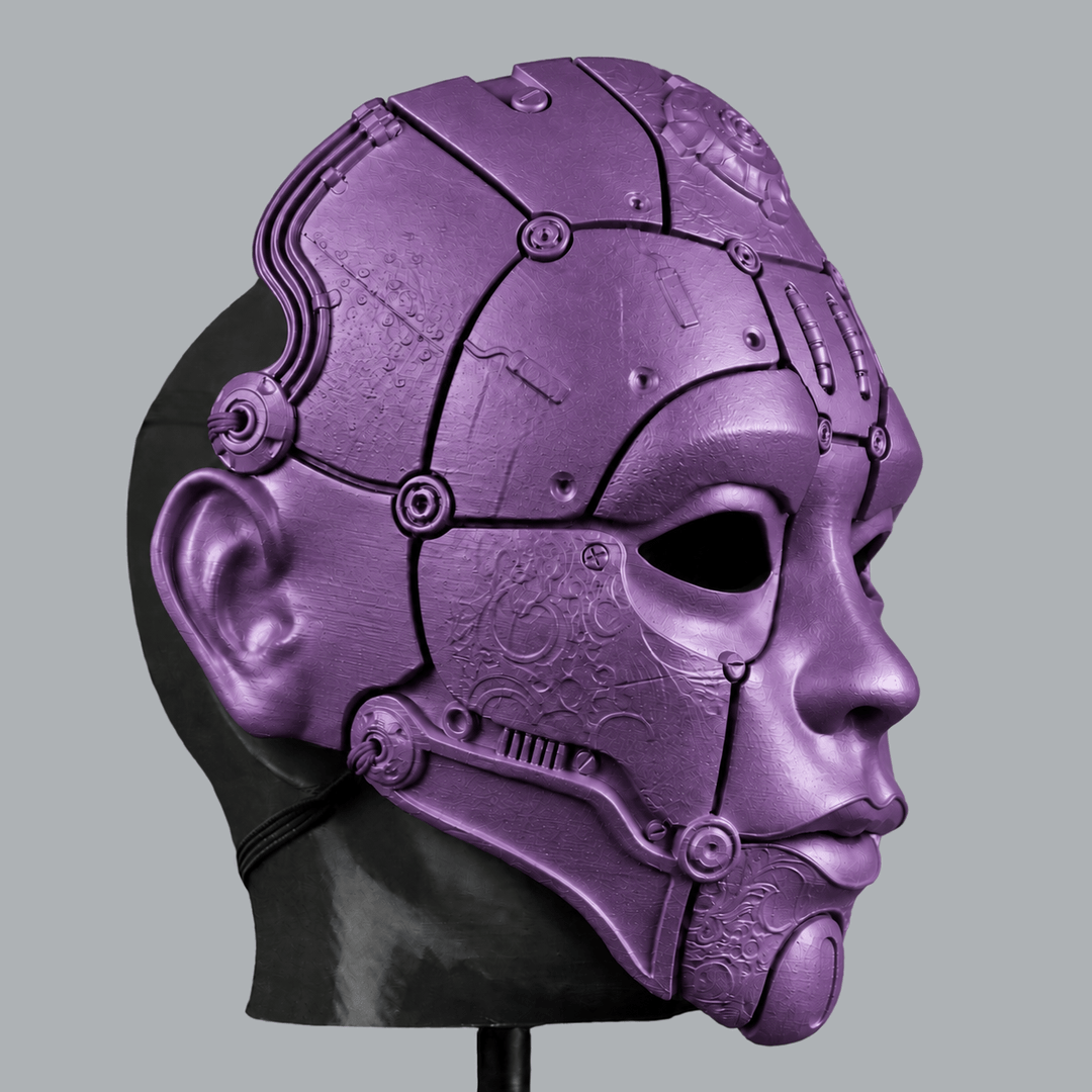 Space Armory Cyborg Humanoid Robot Mask - Infra Violet Masks