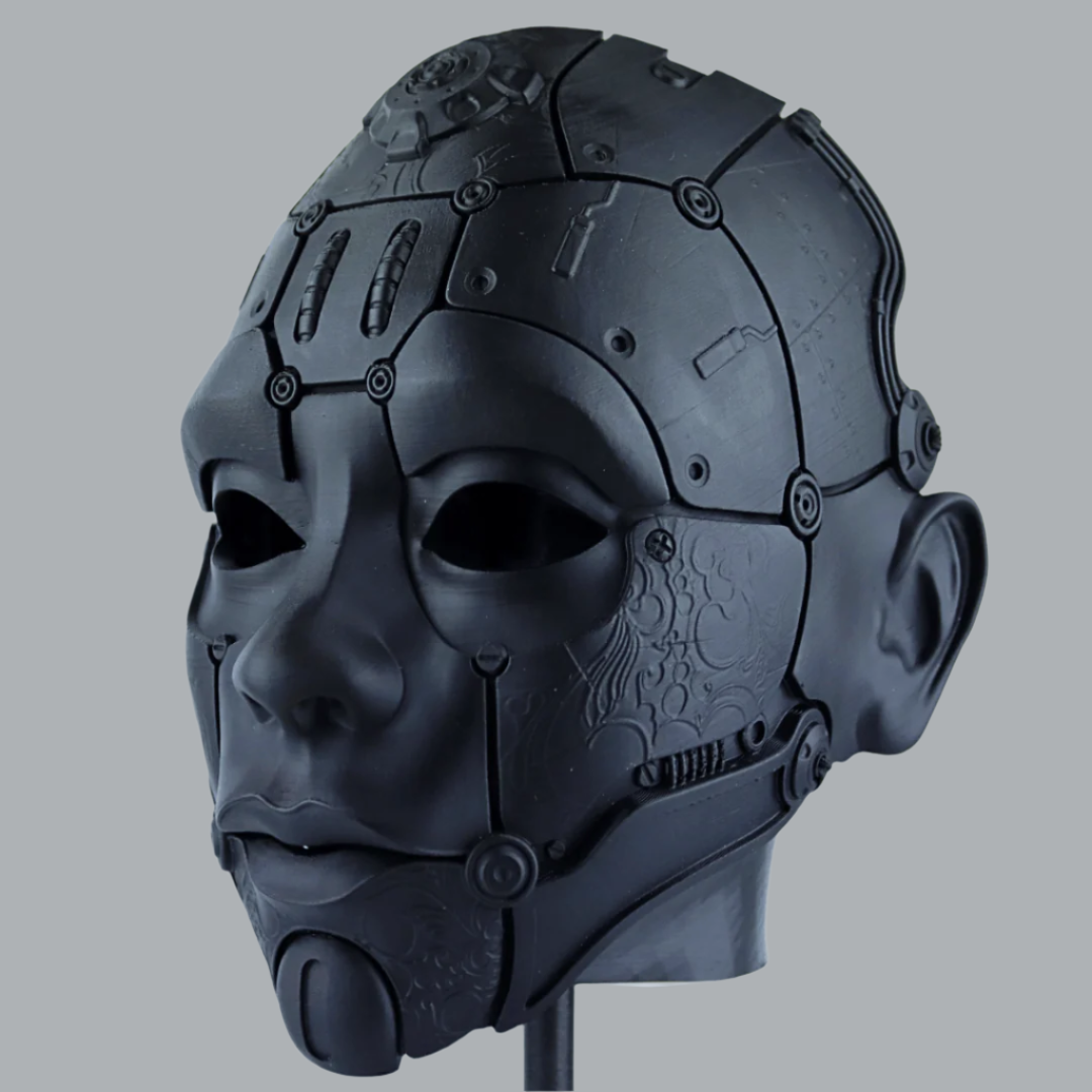 Space Armory Cyborg Humanoid Robot Mask Matte Black Masks