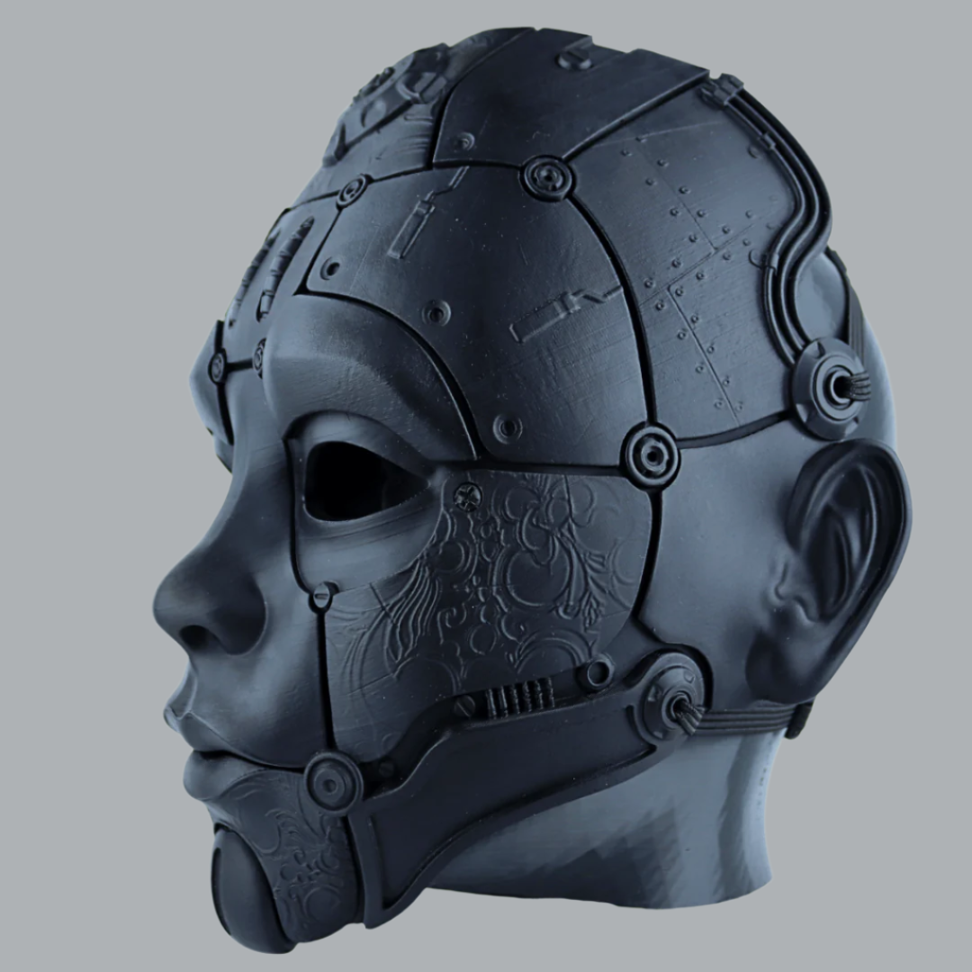 Space Armory Cyborg Humanoid Robot Mask Matte Black Masks