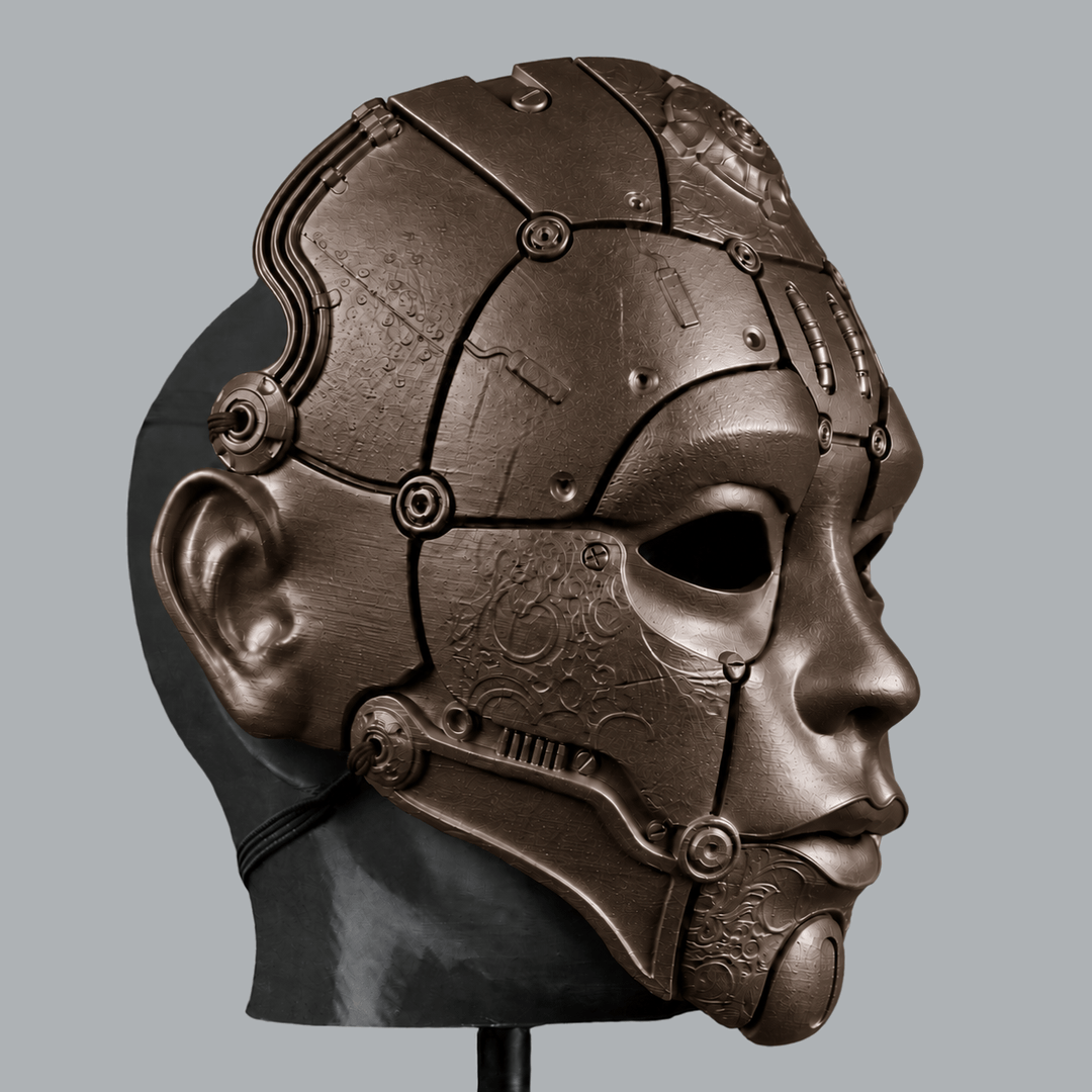 Space Armory Cyborg Humanoid Robot Mask - Shock Brown Dark Masks