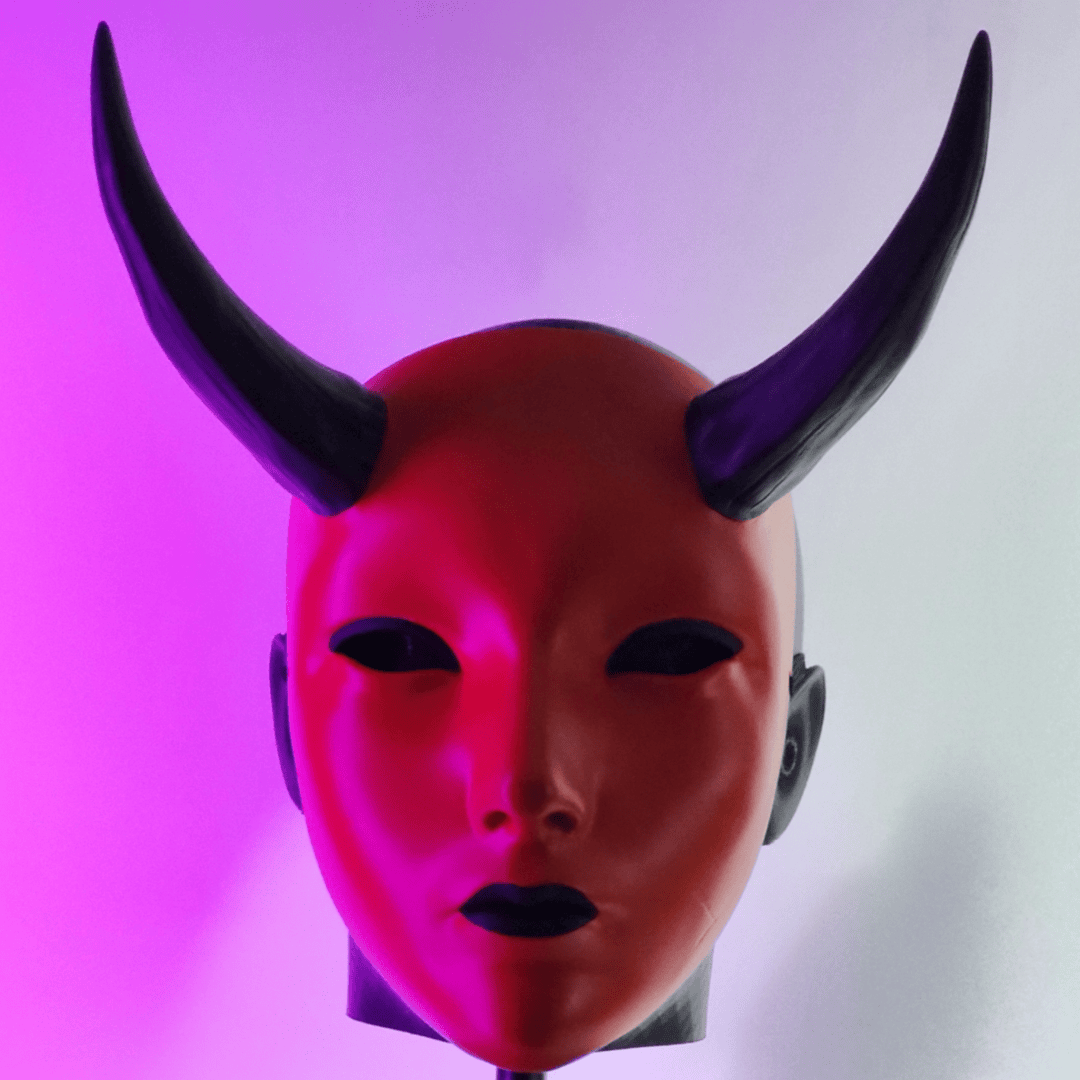 Space Armory Geisha Japanese Mask With Horn - Red Masks