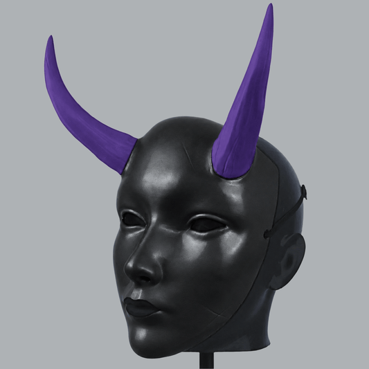 Space Armory Geisha Japanese Mask With Horn - Royal Purple / Shock Black Masks