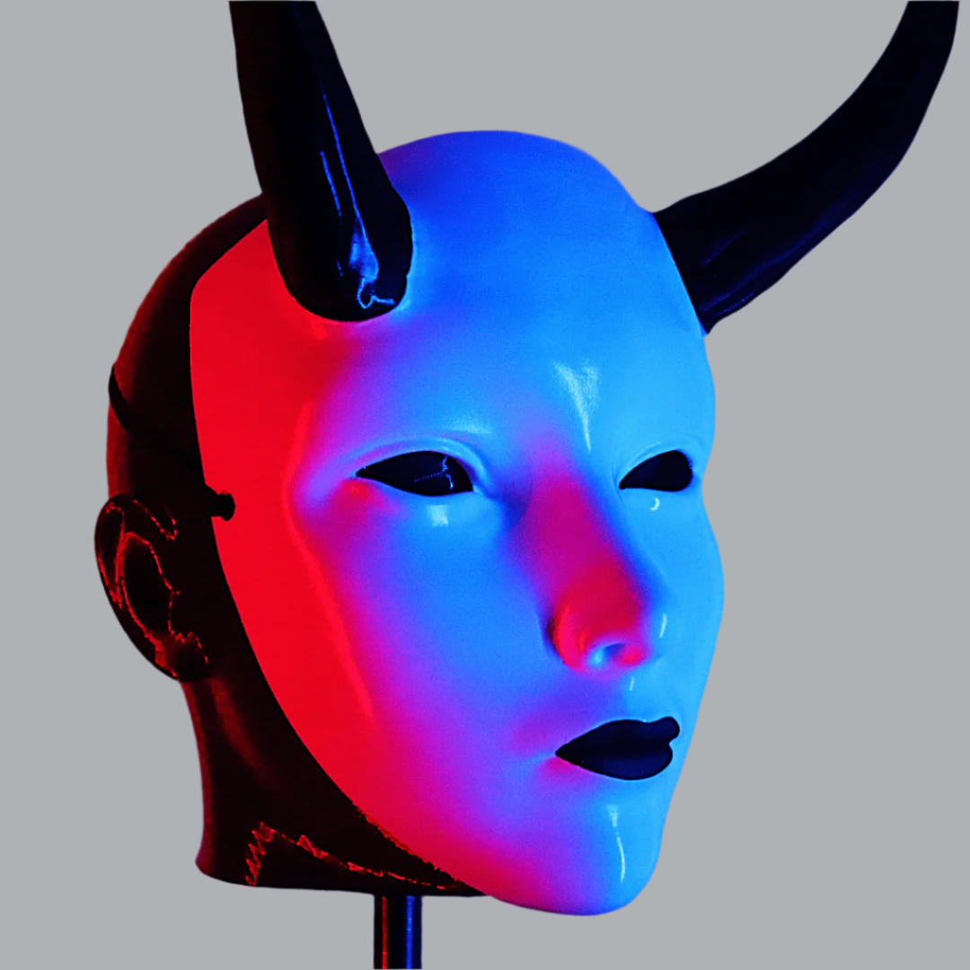 Space Armory Geisha Japanese Mask With Horn - White