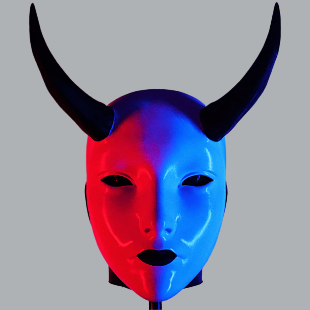 Space Armory Geisha Japanese Mask With Horn - White