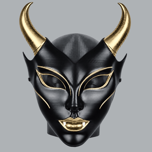 Space Armory Horned Vampire Halloween Mask – Black/Gold Masks