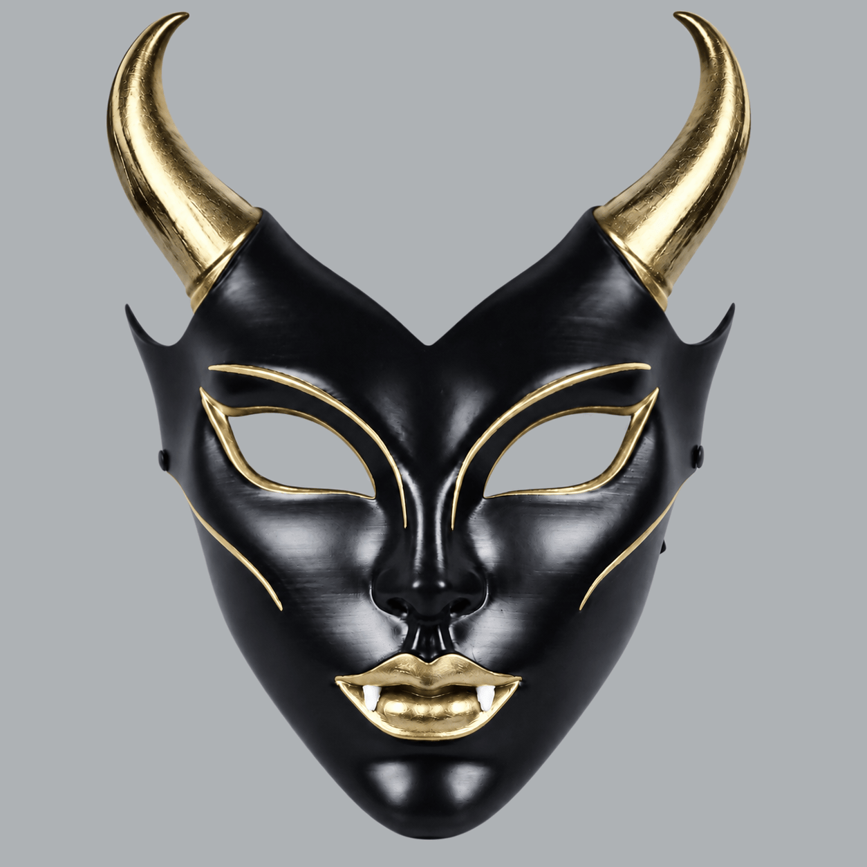 Space Armory Horned Vampire Halloween Mask – Black/Gold Masks