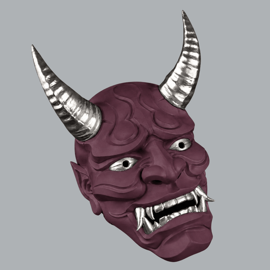 Space Armory Japanese Full Face Oni Mask - Amethyst / Silver Masks