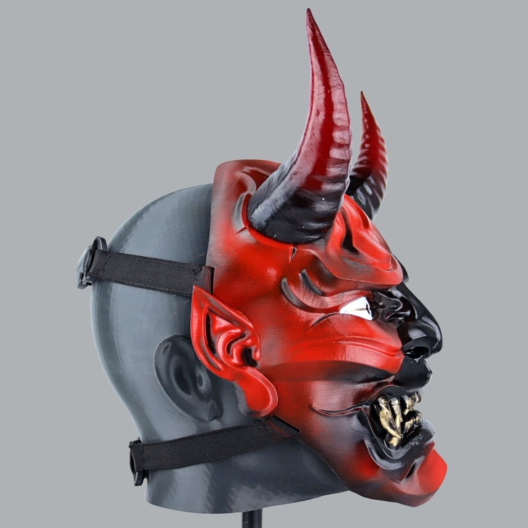 Space Armory Japanese Full Face Oni Mask - Black/Red Masks