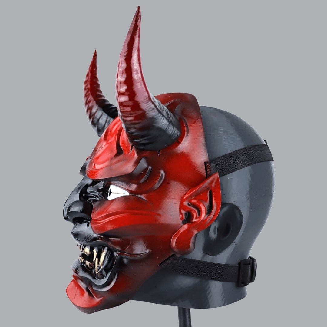 Space Armory Japanese Full Face Oni Mask - Black/Red Masks