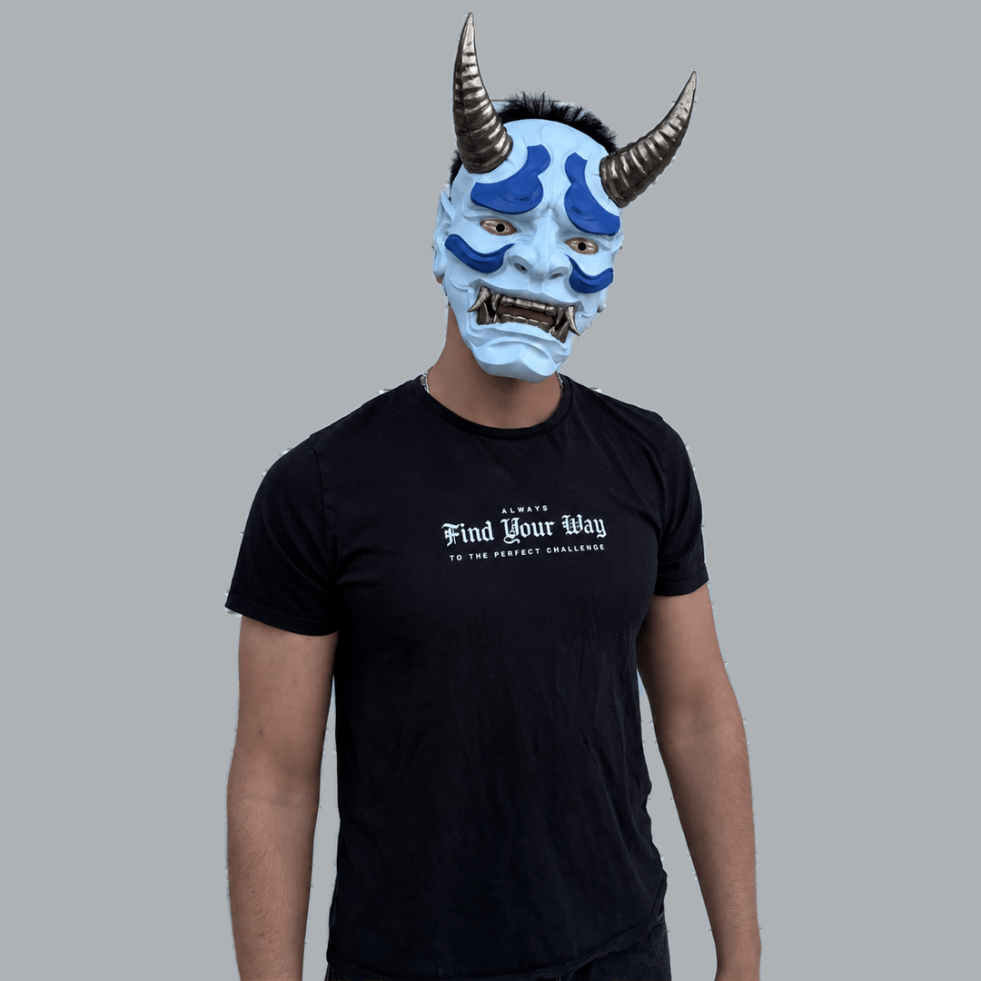 Space Armory Japanese Full Face Oni Mask - Ice Blue / Ultramarine / Graphit Masks
