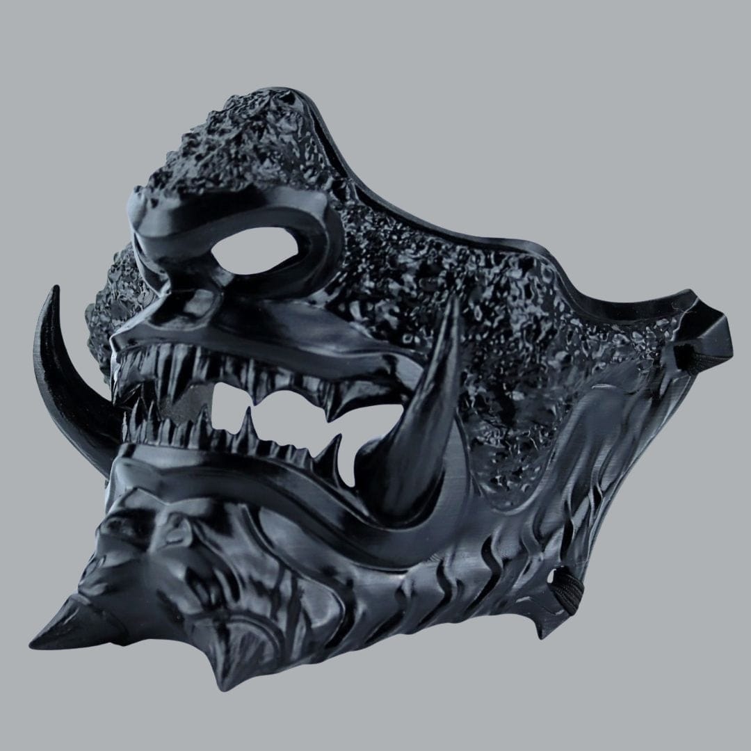 Space Armory Japanese Oni Mask Full - Glossy Black Masks