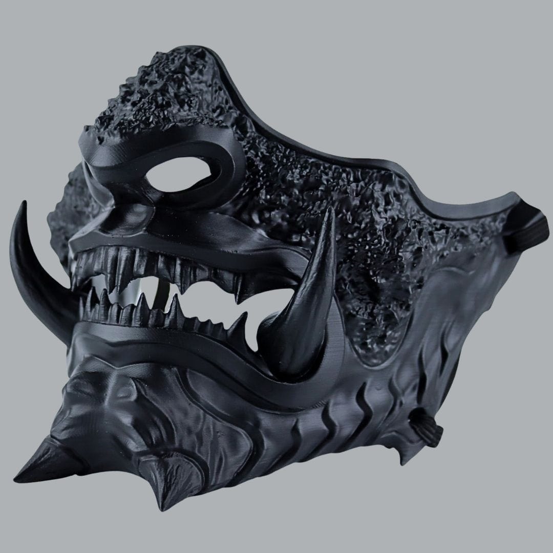 Space Armory Japanese Oni Mask Full - Matte Black Masks