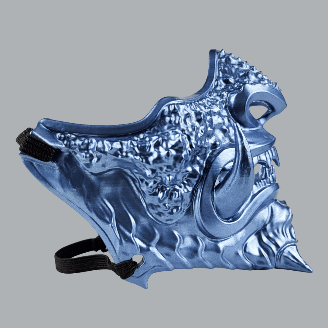 Space Armory Japanese Oni Mask - Metallic Ice Blue Masks