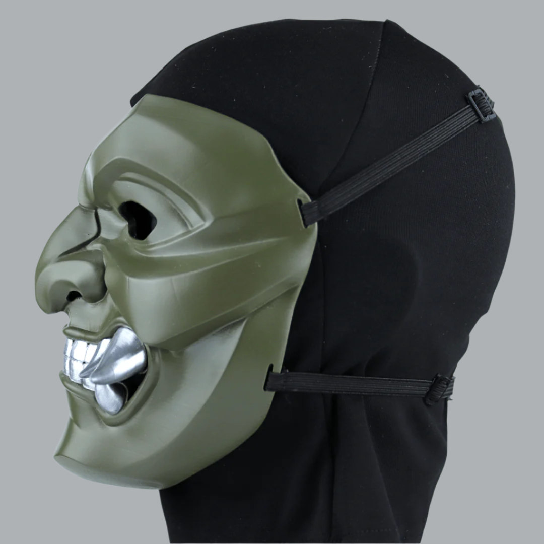 Space Armory Kabuto Mask With Fangs Army Green Masks