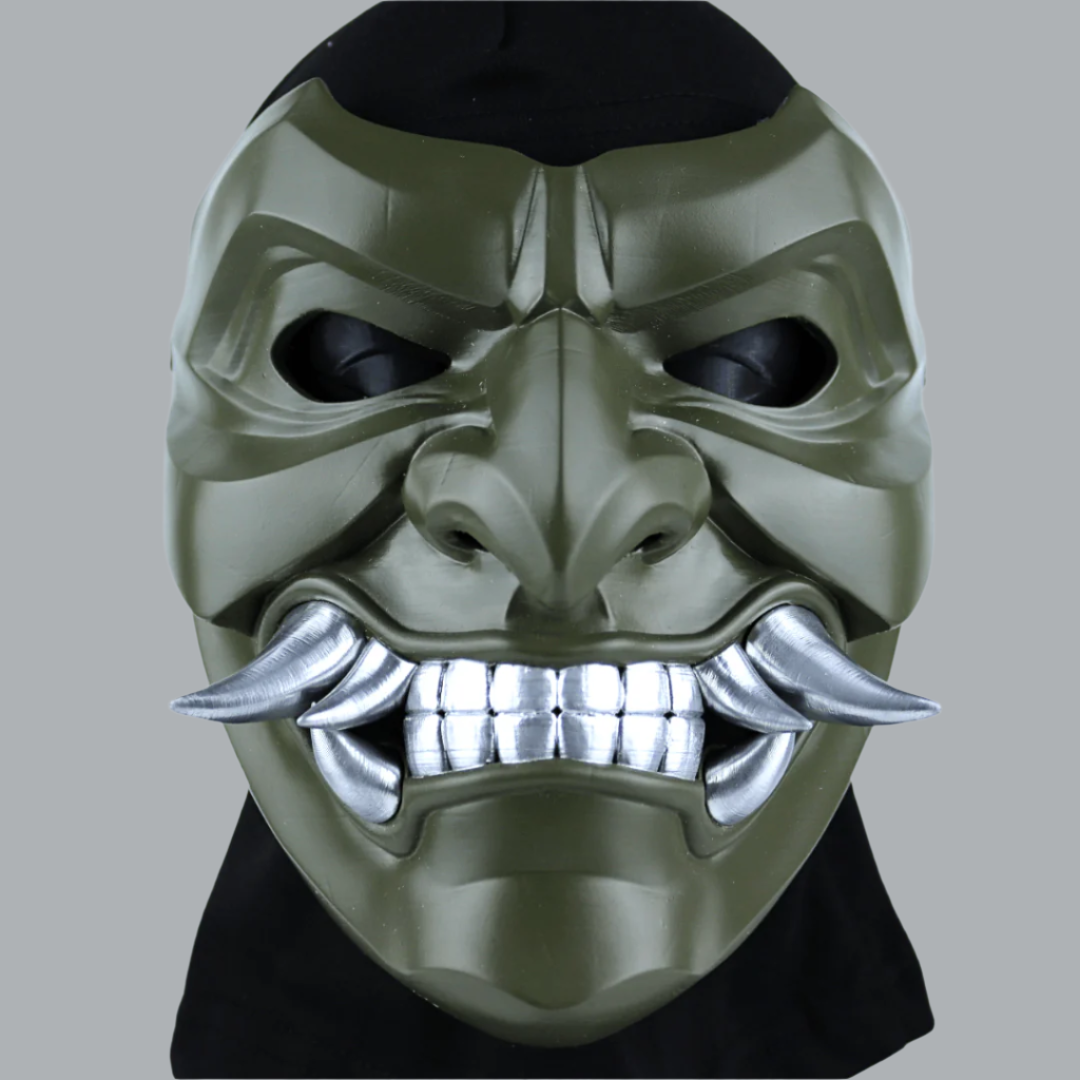 Space Armory Kabuto Mask With Fangs Army Green Masks