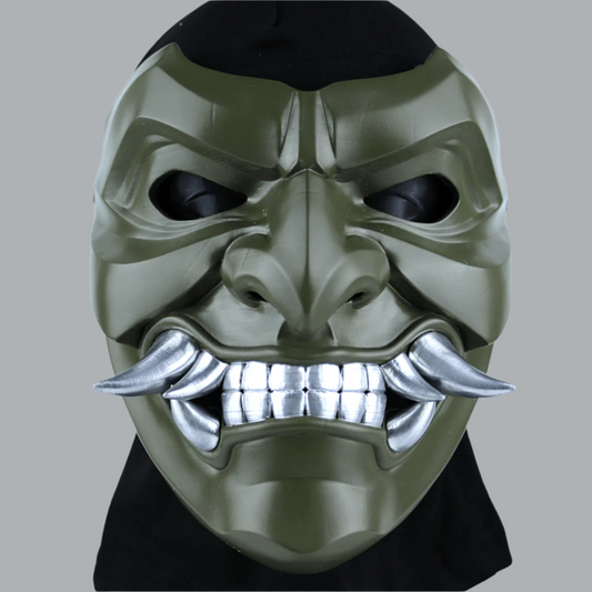 Space Armory Kabuto Mask With Fangs Army Green Masks