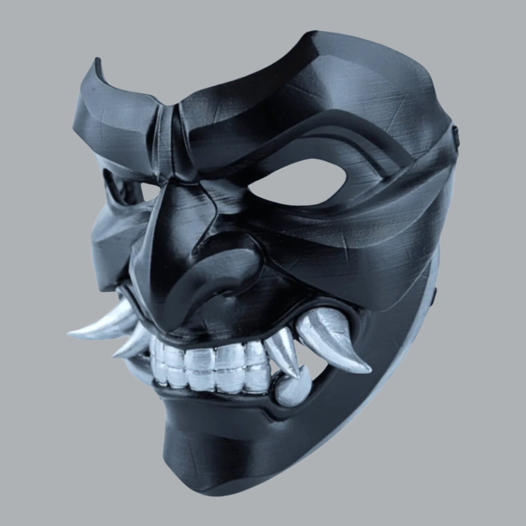 Space Armory Kabuto Mask With Fangs Black