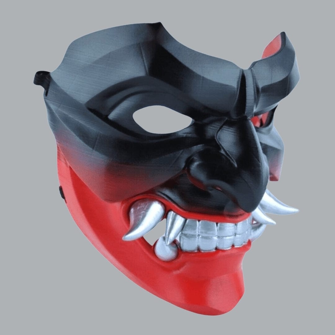 Space Armory Kabuto Mask With Fangs - Black/Red Masks