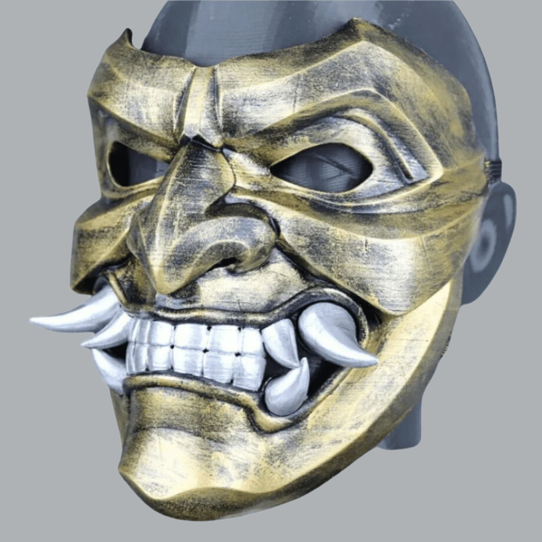 Space Armory Kabuto Mask With Fangs Bronze