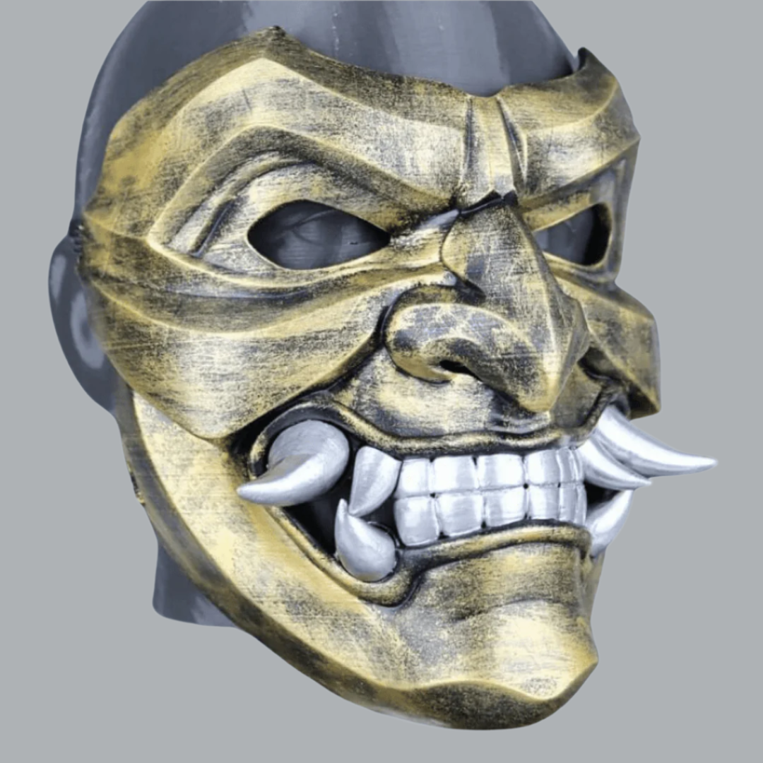 Space Armory Kabuto Mask With Fangs Bronze