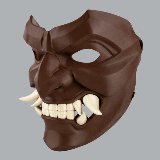 Space Armory Kabuto Mask With Fangs - Chocolate / Ivory Masks