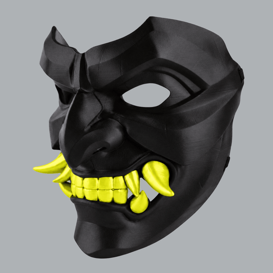 Space Armory Kabuto Mask With Fangs - Shock Black / Poison Light Masks