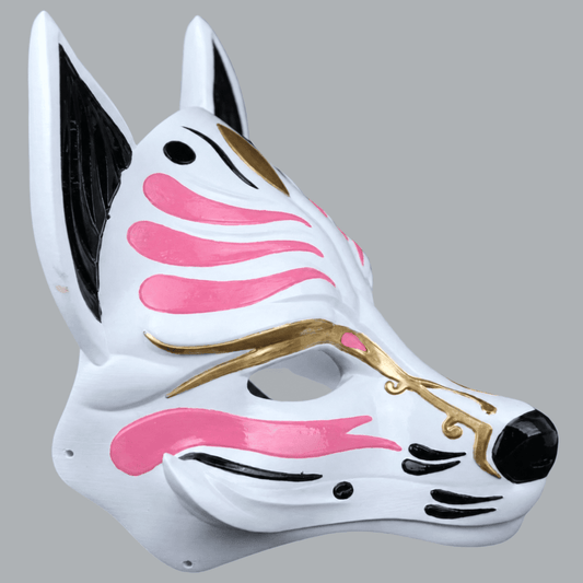 Space Armory Kitsune Fox Mask - White / Pink Masks