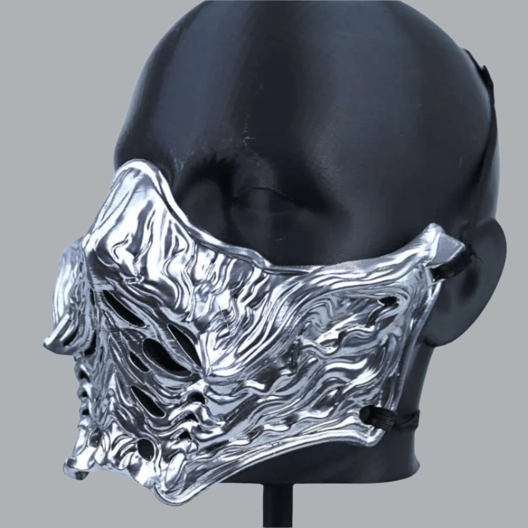Space Armory Ninja Samurai Warrior Mask Silver