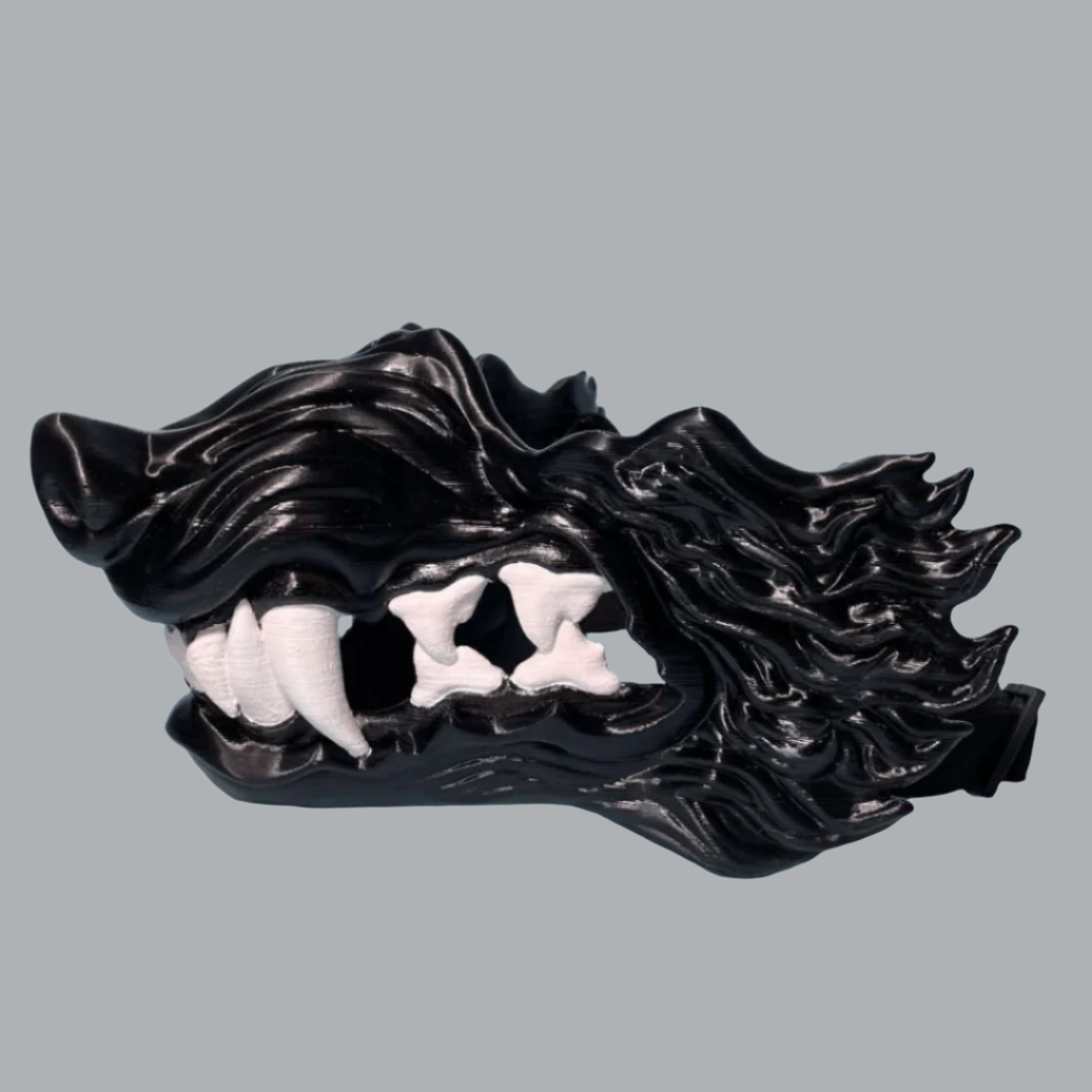 Space Armory Wolf Snarling Animal Face Mask Black