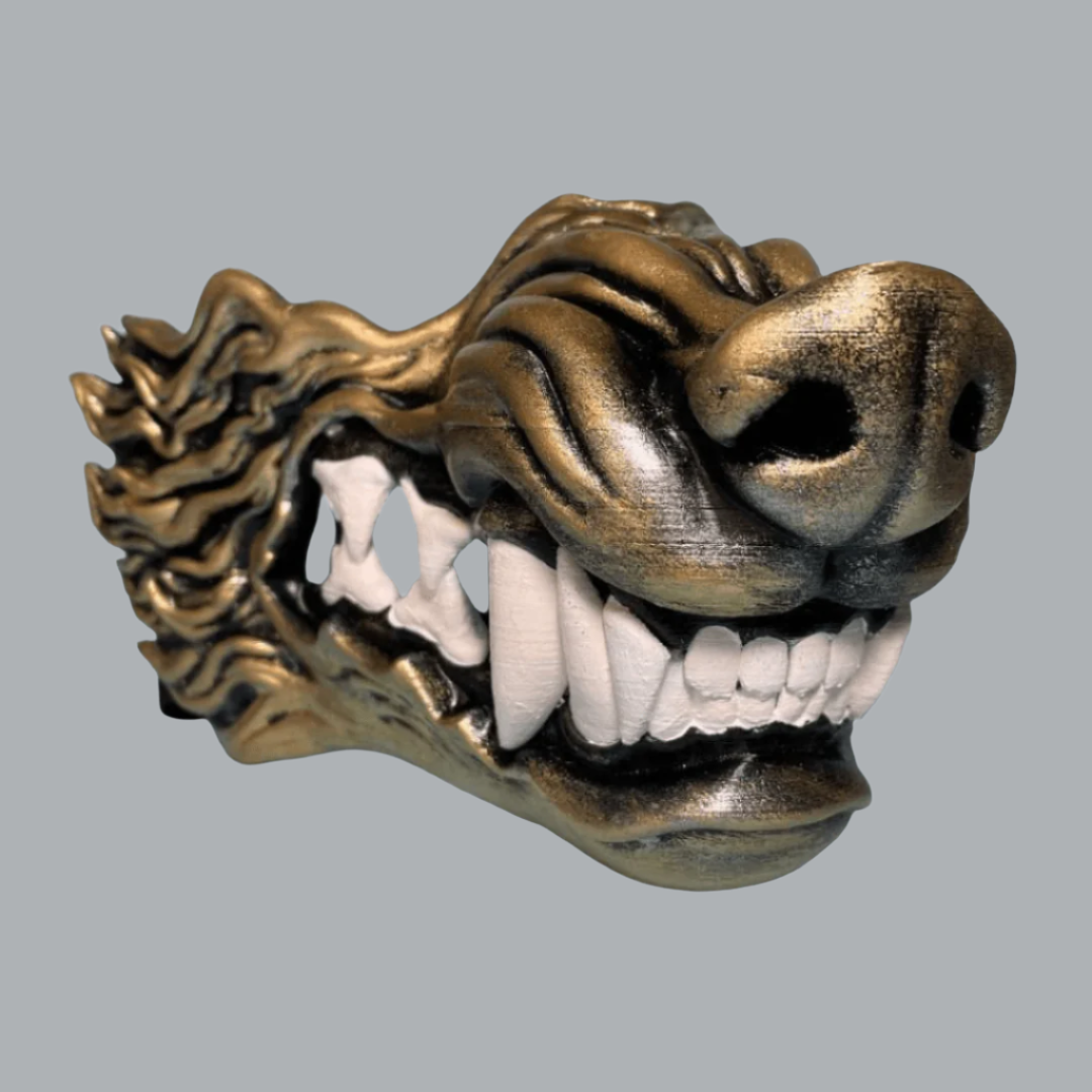 Space Armory Wolf Snarling Animal Face Mask Black/Gold