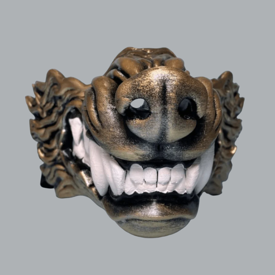 Space Armory Wolf Snarling Animal Face Mask Black/Gold