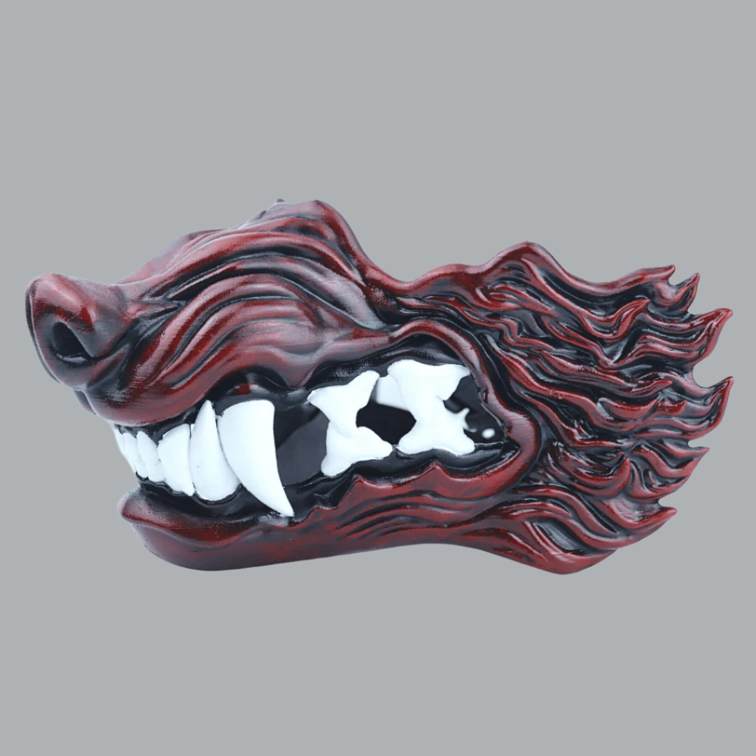 Space Armory Wolf Snarling Animal Face Mask Black/Red