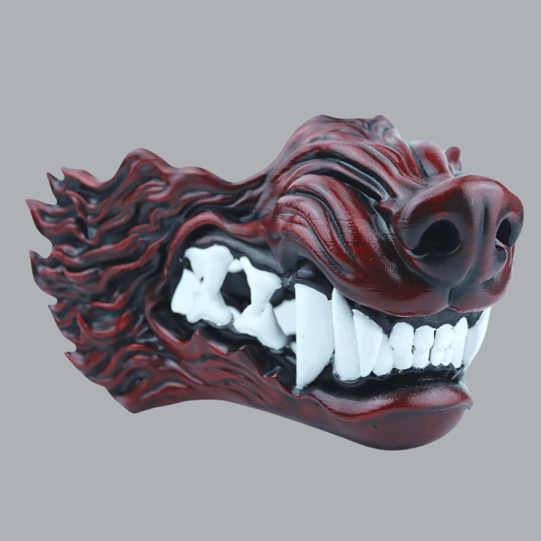 Space Armory Wolf Snarling Animal Face Mask Black/Red