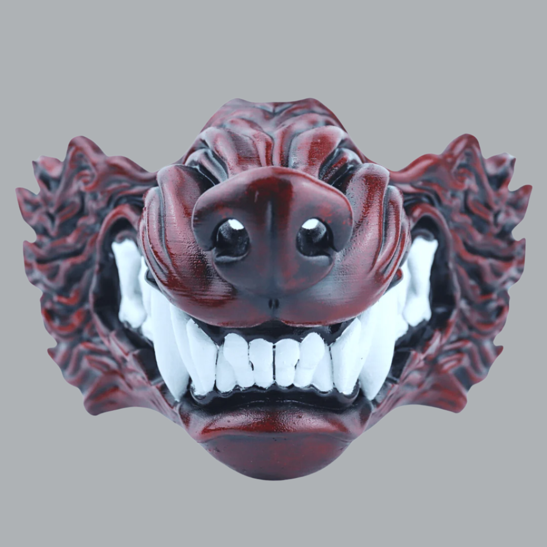 Space Armory Wolf Snarling Animal Face Mask Black/Red