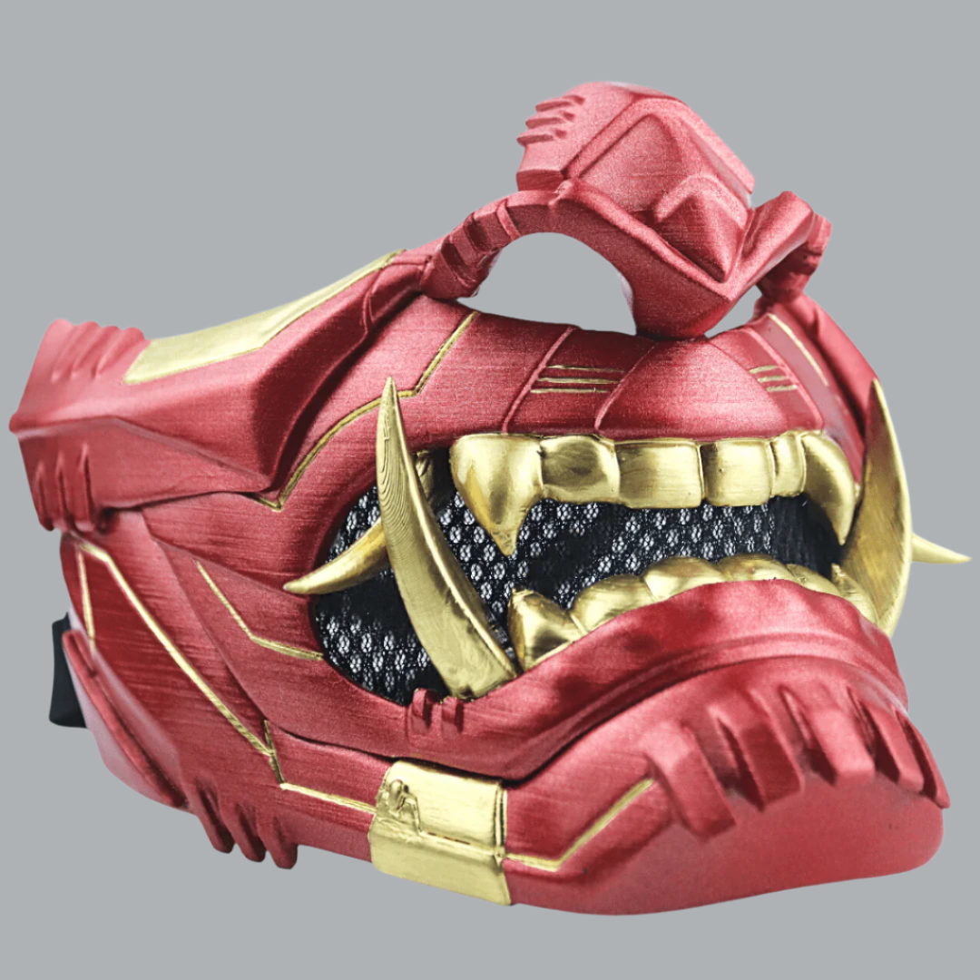 SpaceArmory Cyber Oni Mask Metallic Red Gold / S / Yes