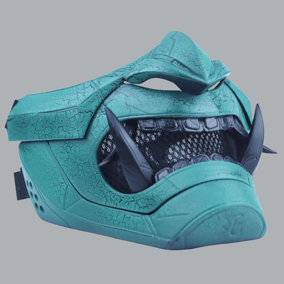SpaceArmory Cyberpunk Oni Mask Cracked Black/Green