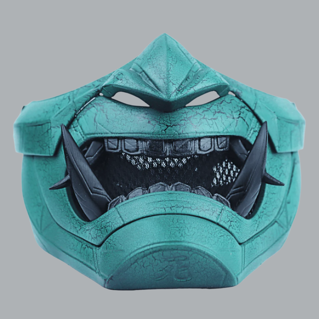 SpaceArmory Cyberpunk Oni Mask Cracked Black/Green
