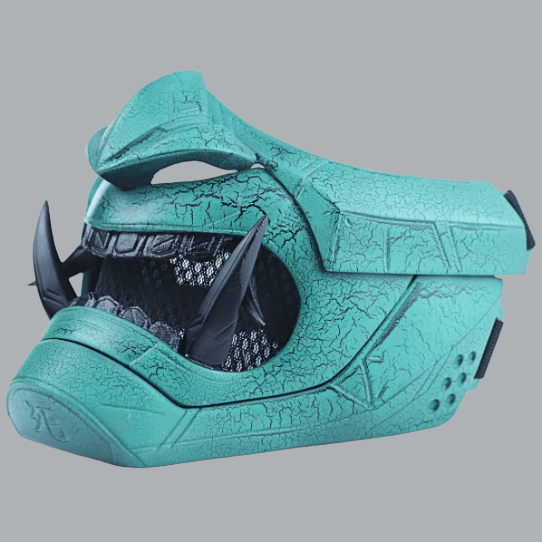 SpaceArmory Cyberpunk Oni Mask Cracked Black/Green