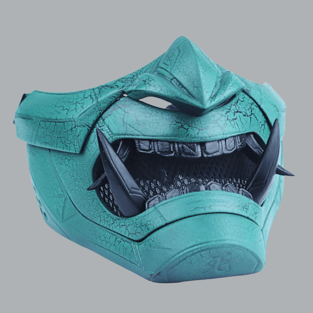 SpaceArmory Cyberpunk Oni Mask Cracked Black/Green