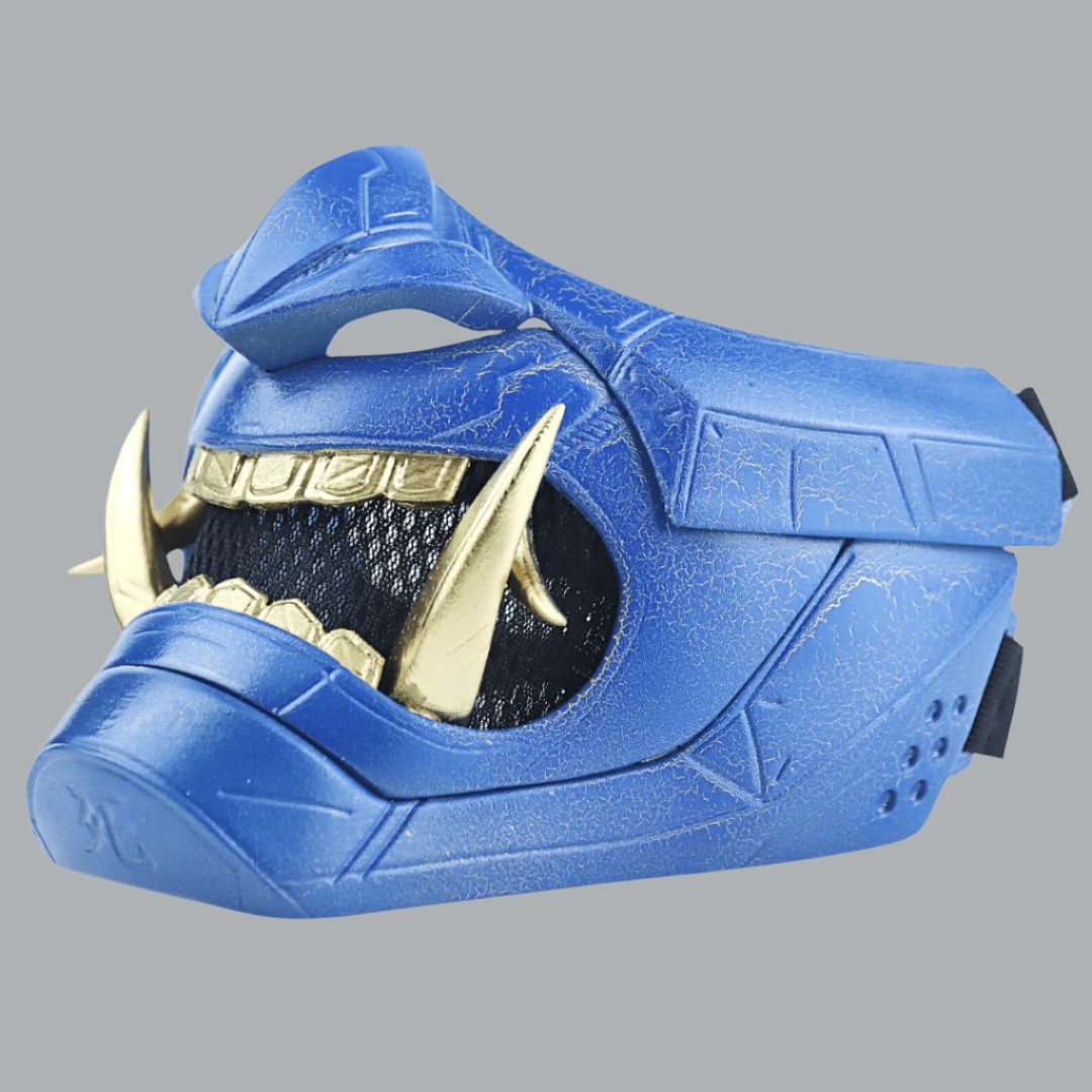 SpaceArmory Cyberpunk Oni Mask Cracked Gold/Blue