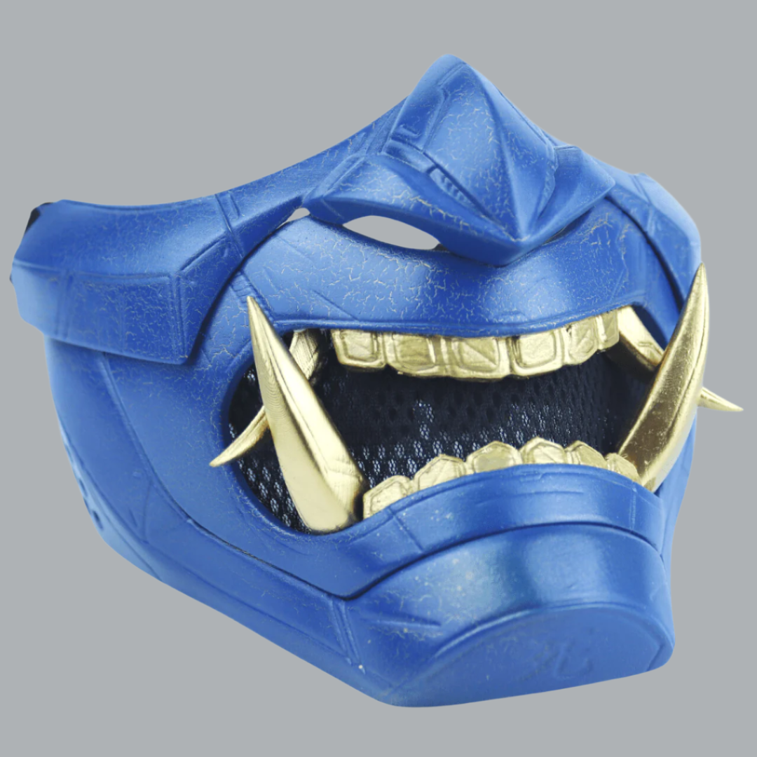 Space Armory Cyberpunk Oni Mask Cracked Gold/Blue