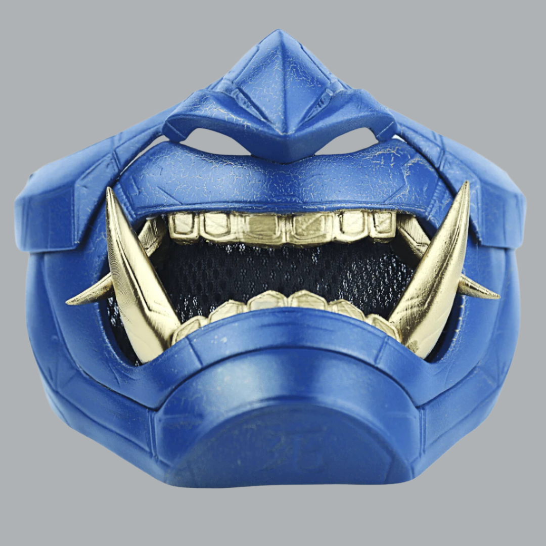 SpaceArmory Cyberpunk Oni Mask Cracked Gold/Blue
