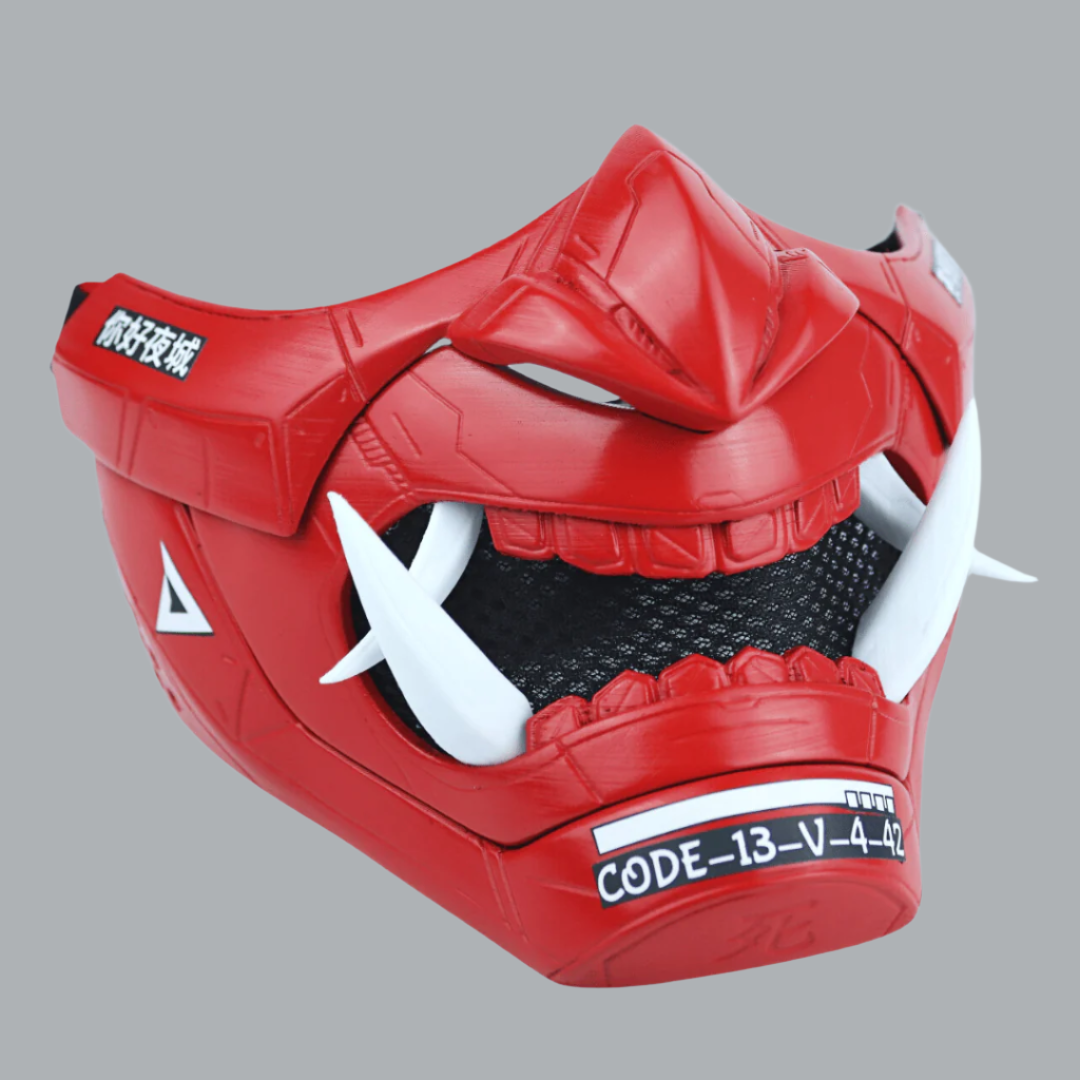 SpaceArmory Cyberpunk Oni Mask Fire Red
