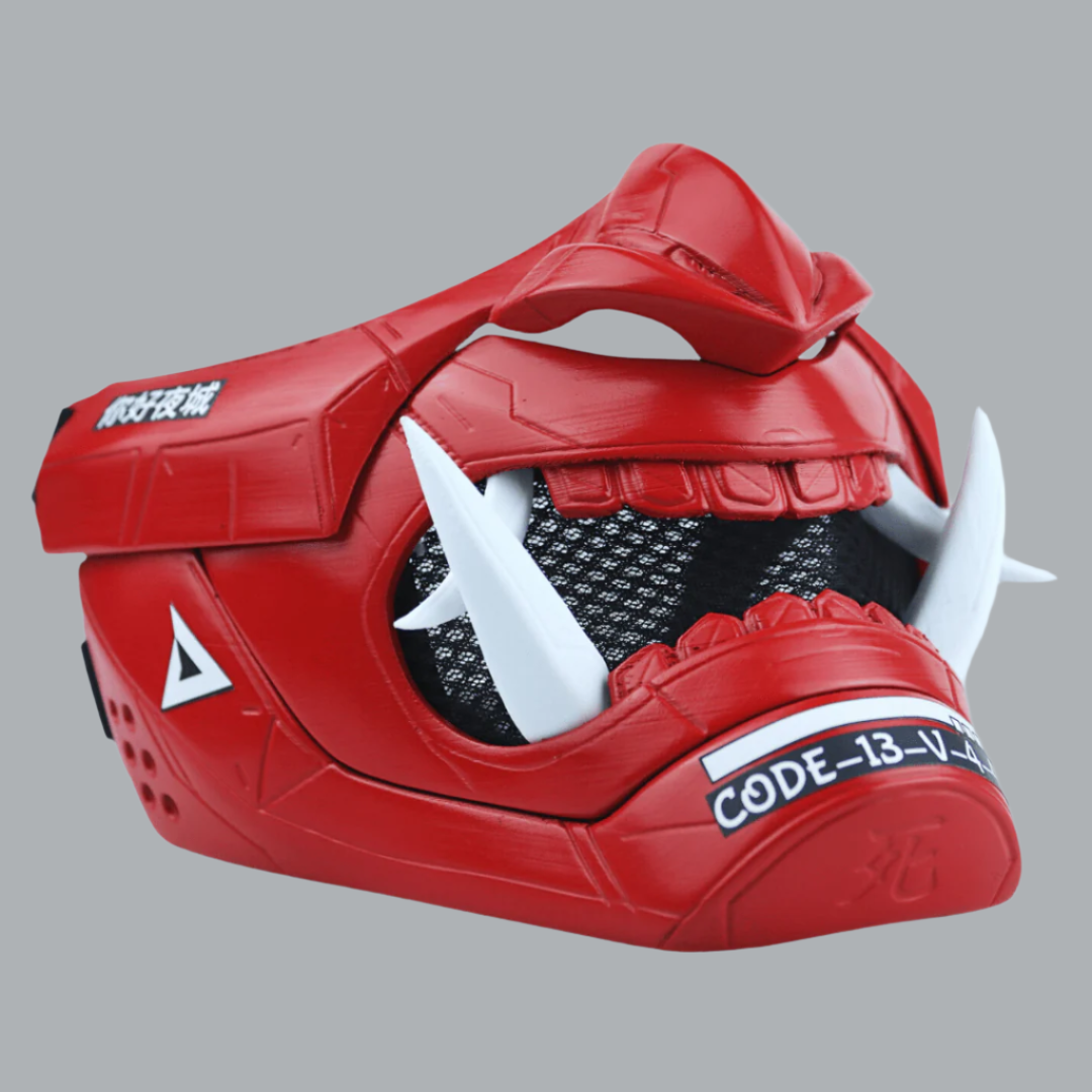 SpaceArmory Cyberpunk Oni Mask Fire Red