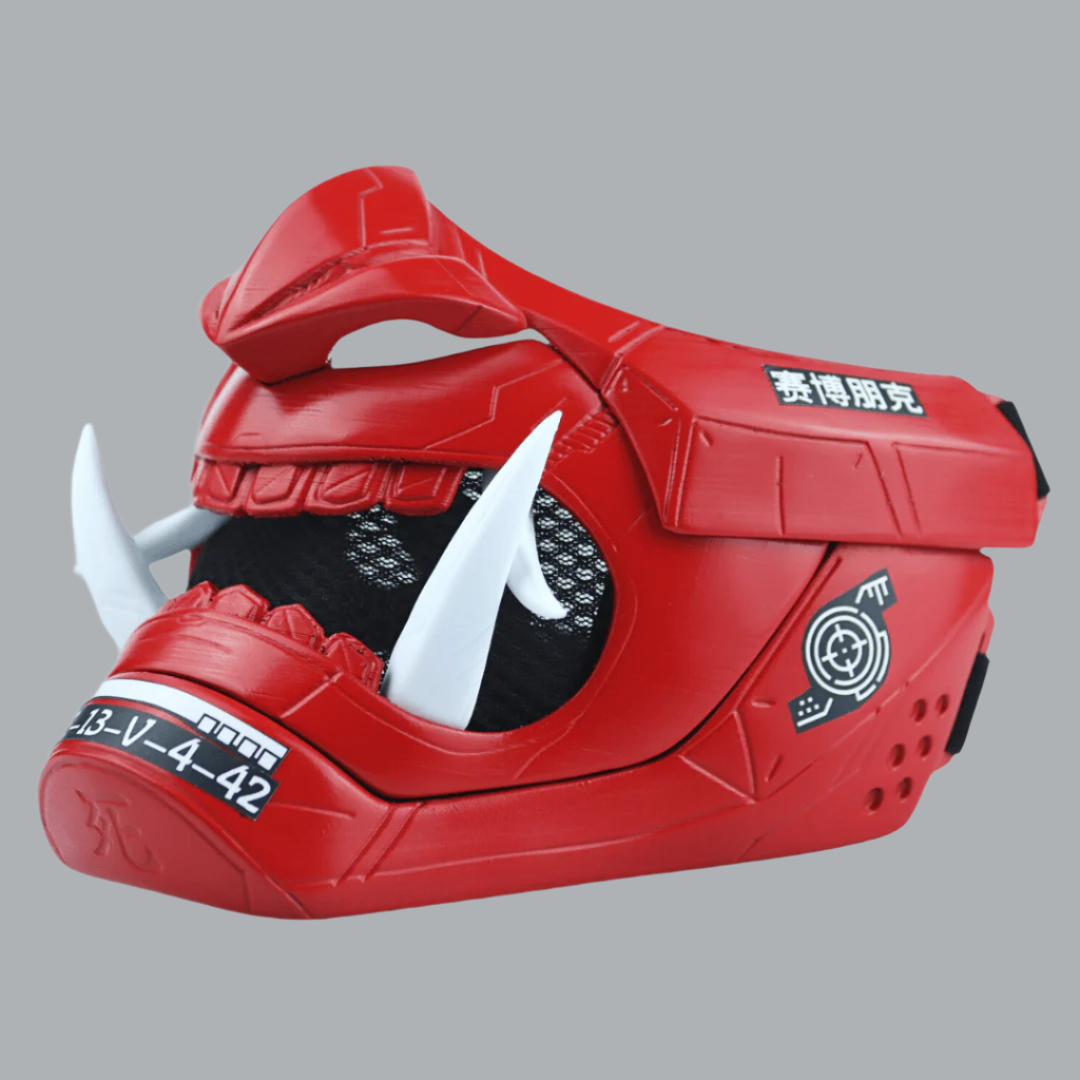 SpaceArmory Cyberpunk Oni Mask Fire Red
