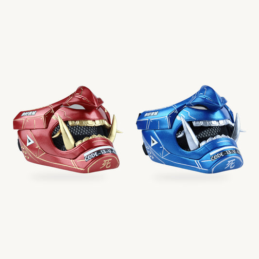 Cyberpunk Duo — Cyberpunk Oni Mask - Metallic Red and Cyberpunk Oni Mask - Metallic Blue