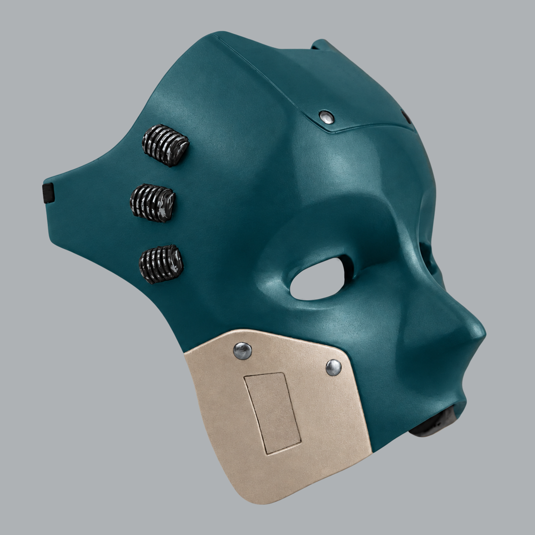 Cyborg Android Robot Mask - Petrol / Champagner - left three-quarter view
